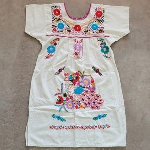 Vintage hand embroidered Mexican Oxacan dress made in Mexico